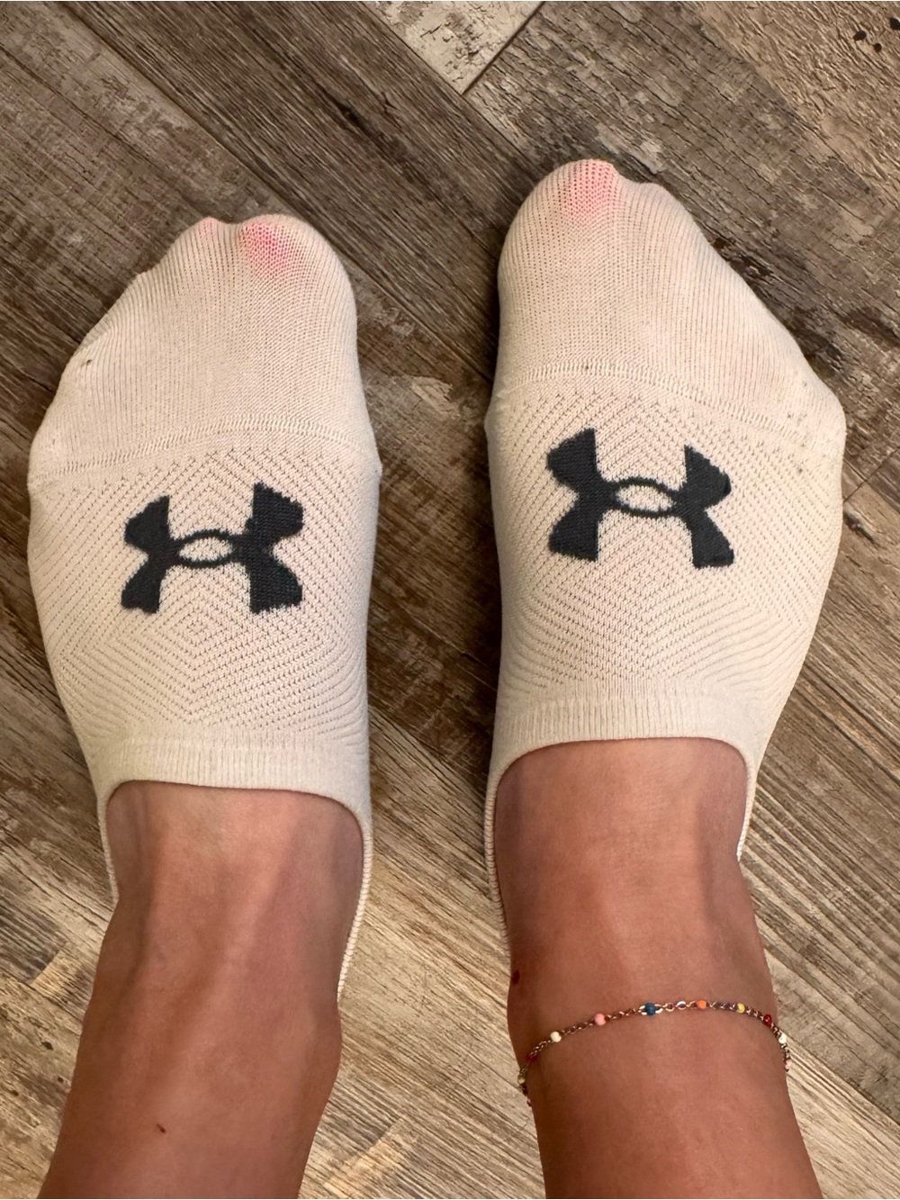 Well worn gym Under Armour Low-Cut Ankle Socks with Black Logo